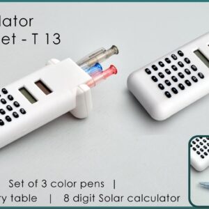 Solar calculator with 3 pen set