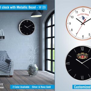Elegant wall clock with metallic bezel