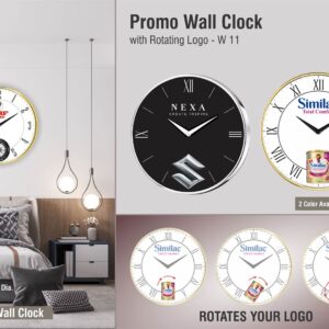 Promo wall clock with rotating logo