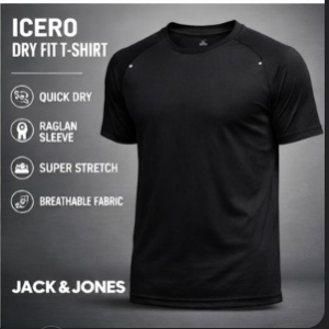 Jack & Jones Round Neck Dry-Fit T-Shirt for Men in Black – Premium Sportswear